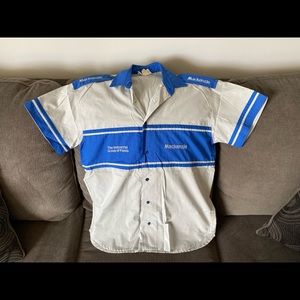 Vintage car racing Mackenzie team pit crew shirt.